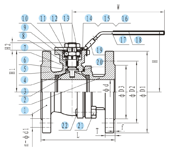 2-PC Flanged Ball Valve With Direct Mounting Pad(JIS)