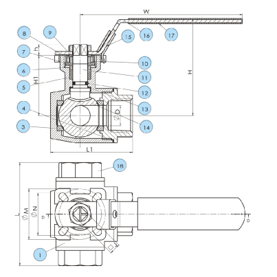 Three-Way Ball Valve With Direct Mounting Pad